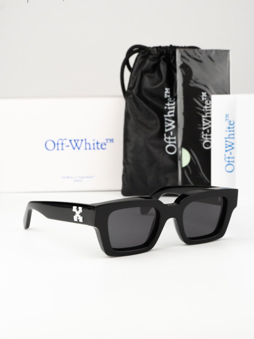 Off-White VIRGIL Women Sunglasses Black Grey Square OERI008 1007 NEW AUTHENTIC